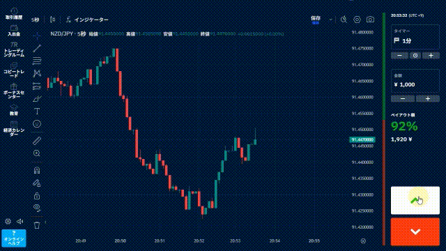 ブビンガの1分ターボ取引（タイマー取引）でエントリーから判定を迎えるまでの実際の流れ