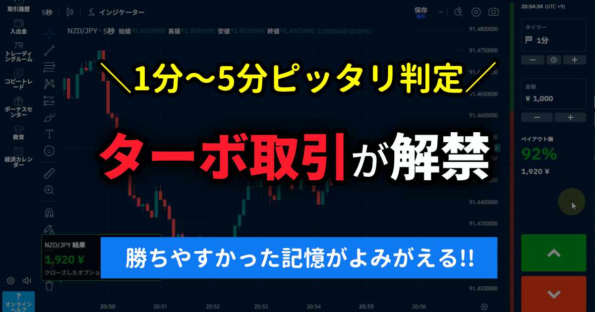 ブビンガにターボ取引の機能が追加されました。